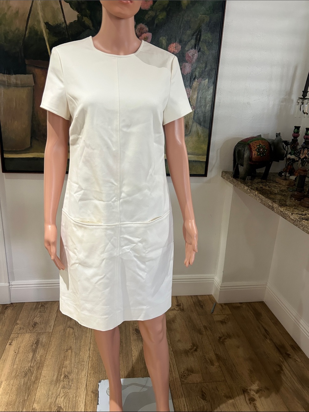 NWOT Carlisle ivory sheath dress with 2 low front pockets